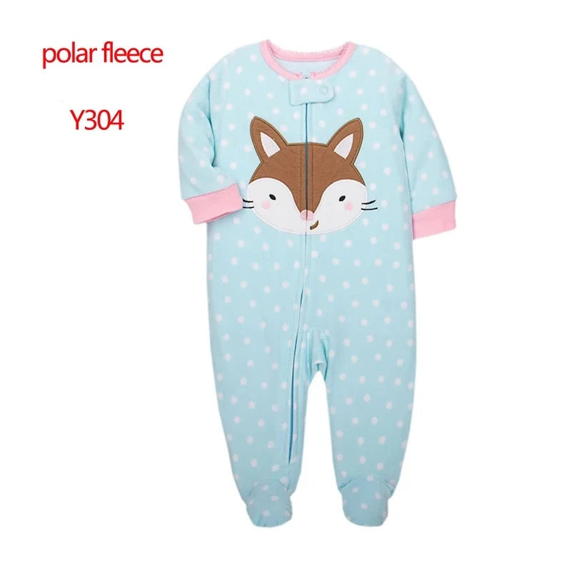 Newborn Baby Zipper Up Overalls Fleece Romper for Winter childrensterritory