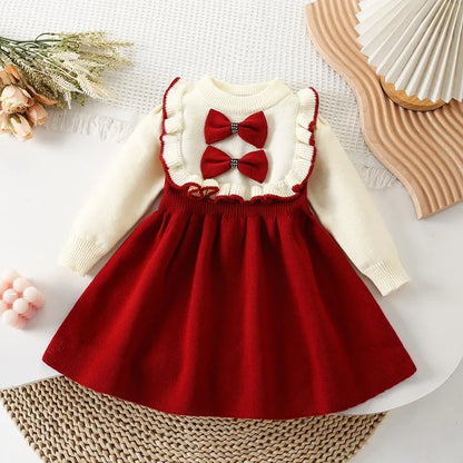 Girls’ Elegant Winter Dresses With Round Neck Design