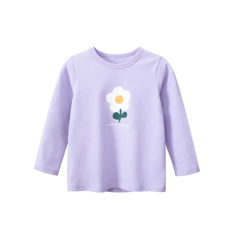 Girls' Cartoon Print Long Sleeves Stylish Tops