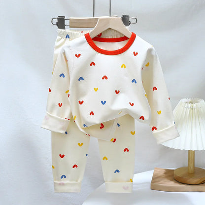 Cartoon Print Long Sleeve Lycra Pajamas Set for Kids childrensterritory
