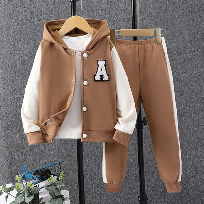 2pcs Hooded Contrasting Kids Fall Tracksuit Set childrensterritory