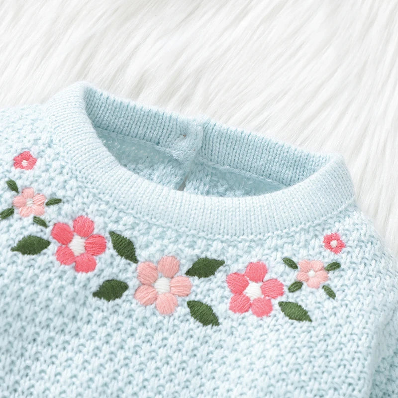 Baby Kids Flower Embroidery Design Winter Bodysuit
