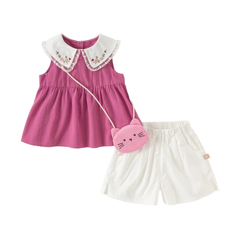 Little Girls Stylish Two-Piece Sleeveless Top &amp; Shorts Set childrensterritory