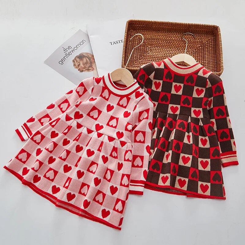 Kids Girls Fashionable Print Skirt Princess Sweater Dresses childrensterritory