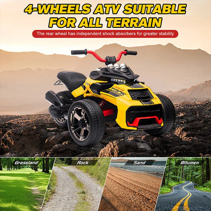 Kids 12V Ride On Three-Wheel Electric Car with Lights, Music childrensterritory