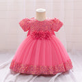 Baby Girl Sequin Lace Designed Fluffy Baptism, Birthday Dress