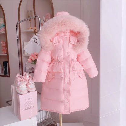 Kids Girls -30℃ Long Thick Warm Hooded Down Parkas childrensterritory