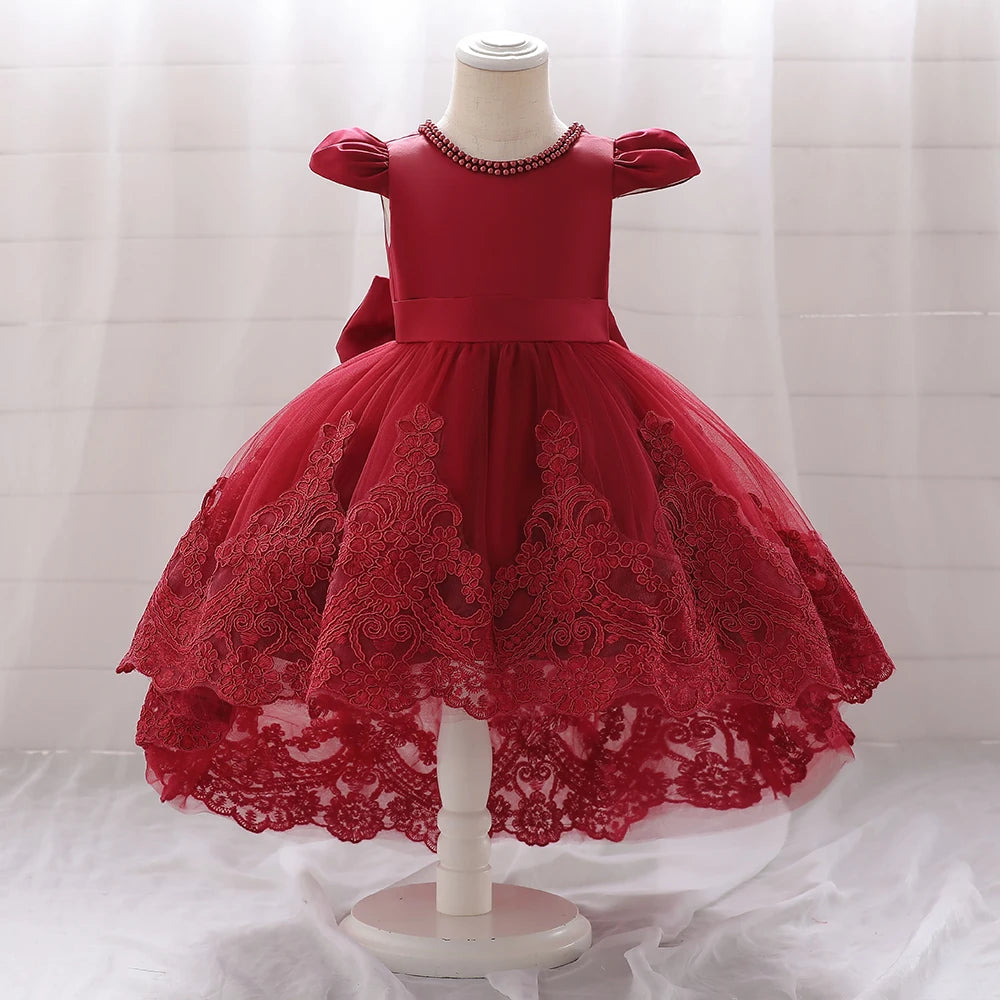 Baby Girls Bow Design Tulle 1st Birthday/Baptism Dresses childrensterritory
