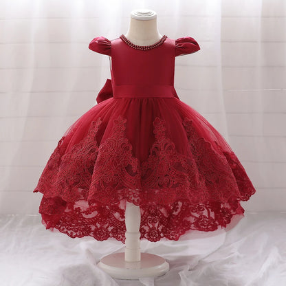 Baby Girls Bow Design Tulle 1st Birthday/Baptism Dresses childrensterritory