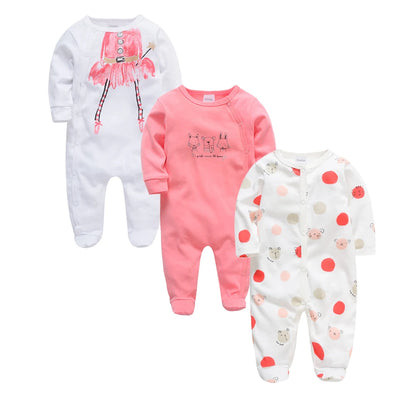 3-4 Pcs/Lot Baby Girls Boys Cartoon Design Cotton Rompers