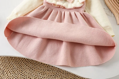 Girls’ Elegant Winter Dresses With Round Neck Design