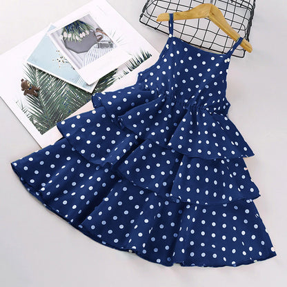Toddler Girls Hearts Printing Ruffle Summer Dress