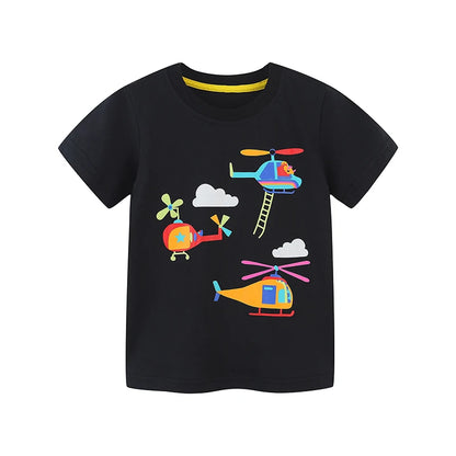 Little Boys Cartoon Excavator Pattern Cotton T-Shirts childrensterritory