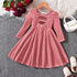 Girls’ Cozy Solid Color Long-Sleeve Winter Dresses childrensterritory