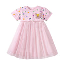Kids Girls Cartoon Cat Embroidered Pink Summer Dress childrensterritory