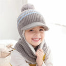 Kids Warm Knitted Plus Fleece Beanie with Face Cover childrensterritory
