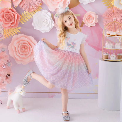 Kids Girl Mermaid Sequins Tutu Birthday Party Dresses childrensterritory