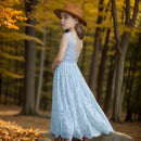 Sleeveless Lace Design Summer Long Dresses For Girls childrensterritory