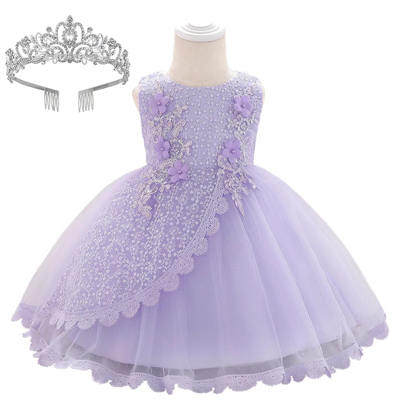 Baby Girl Lace Embroidered Formal Occasion Gowns