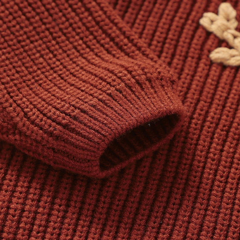 Kids' Long-Sleeved Cartoon Print Warm Sweater