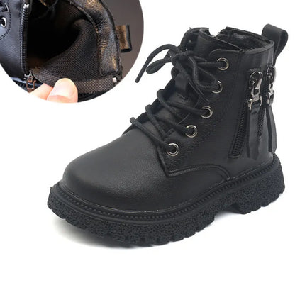 Double-Zip Design Warm Ankle Length Rubber Boots for Kids childrensterritory
