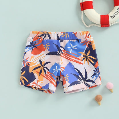 Kids Boys Coconut Tree Print Summer Beach Shorts childrensterritory