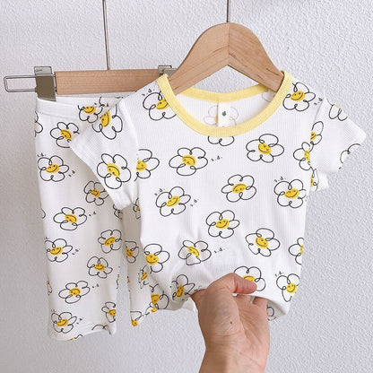 Printed 2pcs/set Toddler Girls Top and Pajama Set Home Wear childrensterritory
