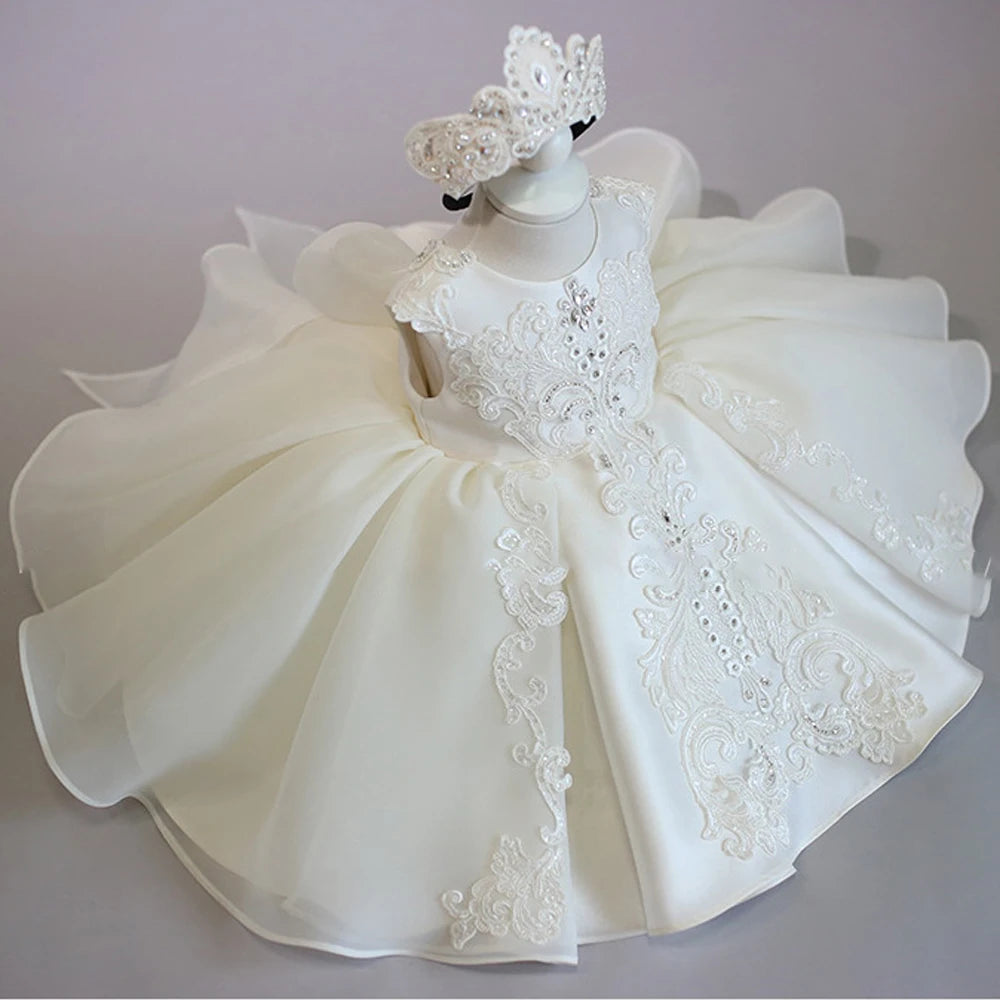 Little Girl Lace Embroidery Puffy Princess Party Dresses
