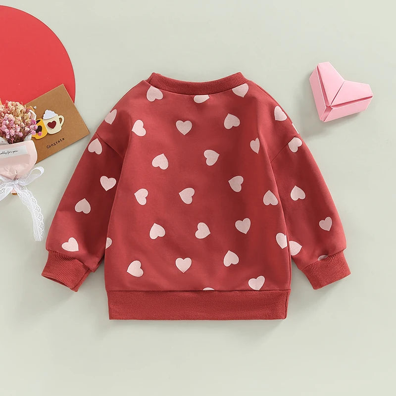 Baby Boys Heart Print Crew Neck Warm Sweatshirt childrensterritory