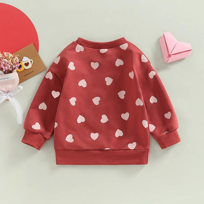 Baby Boys Heart Print Crew Neck Warm Sweatshirt childrensterritory