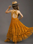 Kids Girls Long Lace Design Birthday Party Dresses childrensterritory
