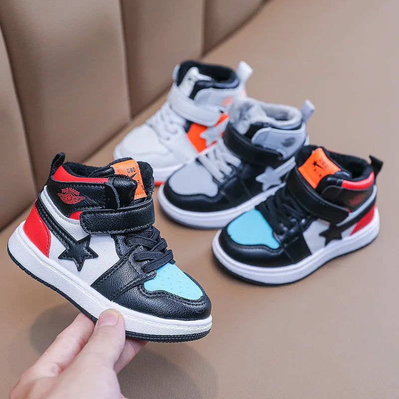 Star Pattern Colorful Plush Warm Kids Cotton Sneakers childrensterritory