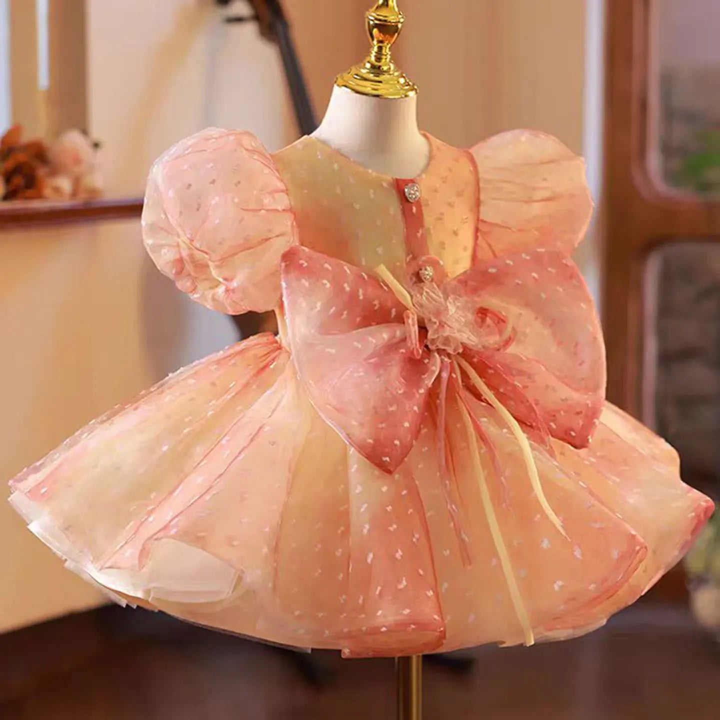Elegant Bow Design Little Girls Princess Party Dress childrensterritory