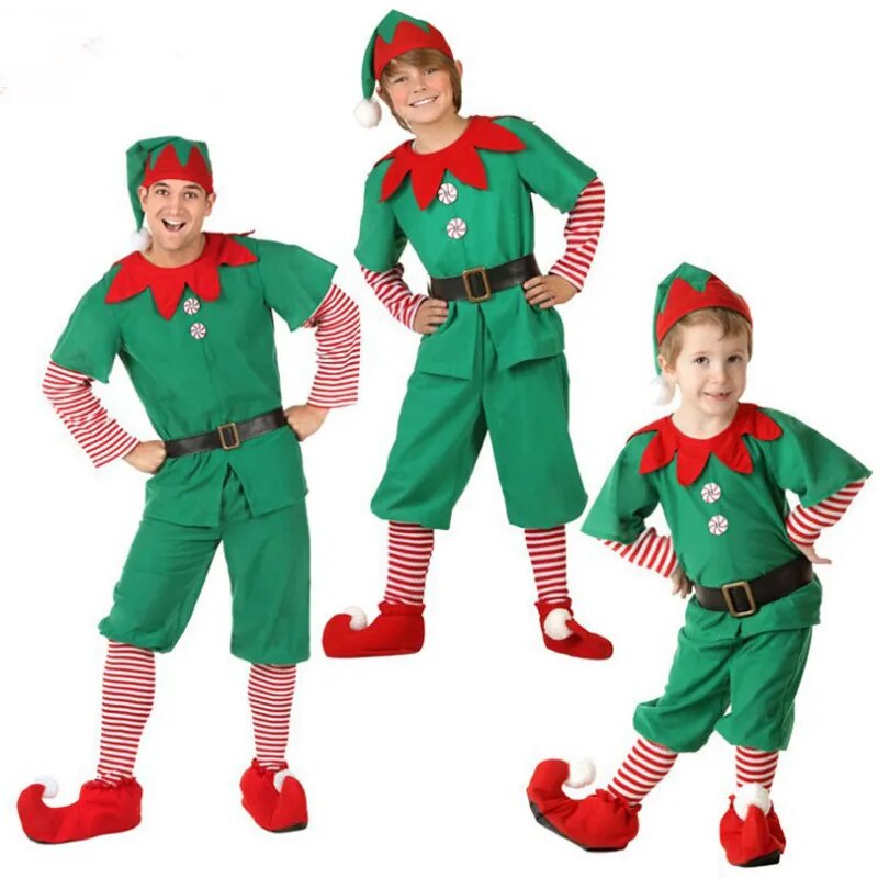 Family Matching Christmas Elf Costume Girls Elf Dress Sets childrensterritory