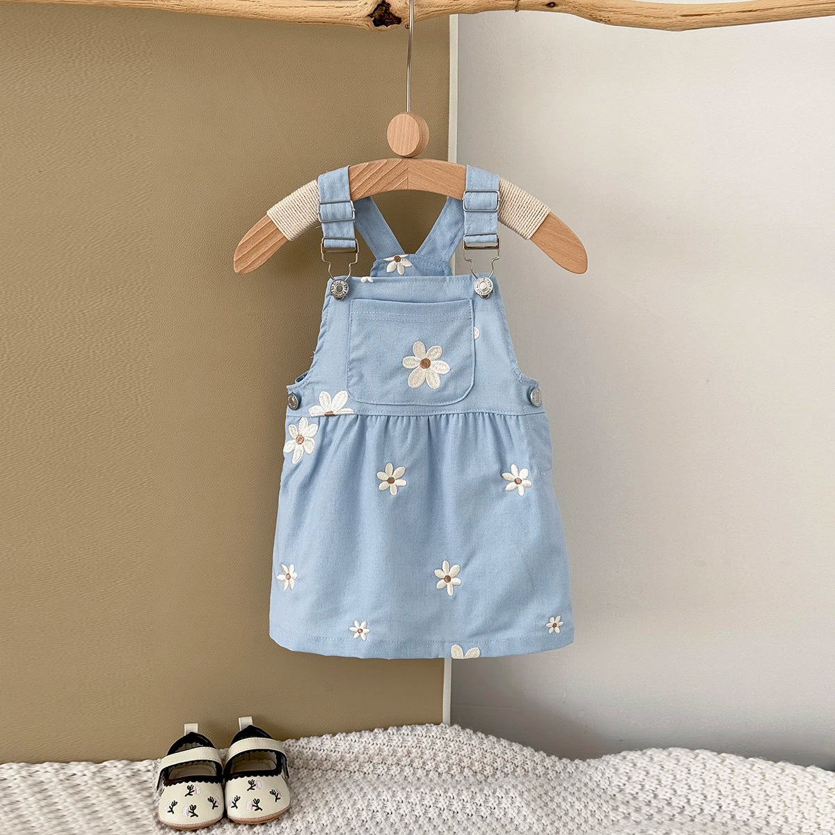 Girls Sleeveless Floral Embroidered Summer Strappy Dresses