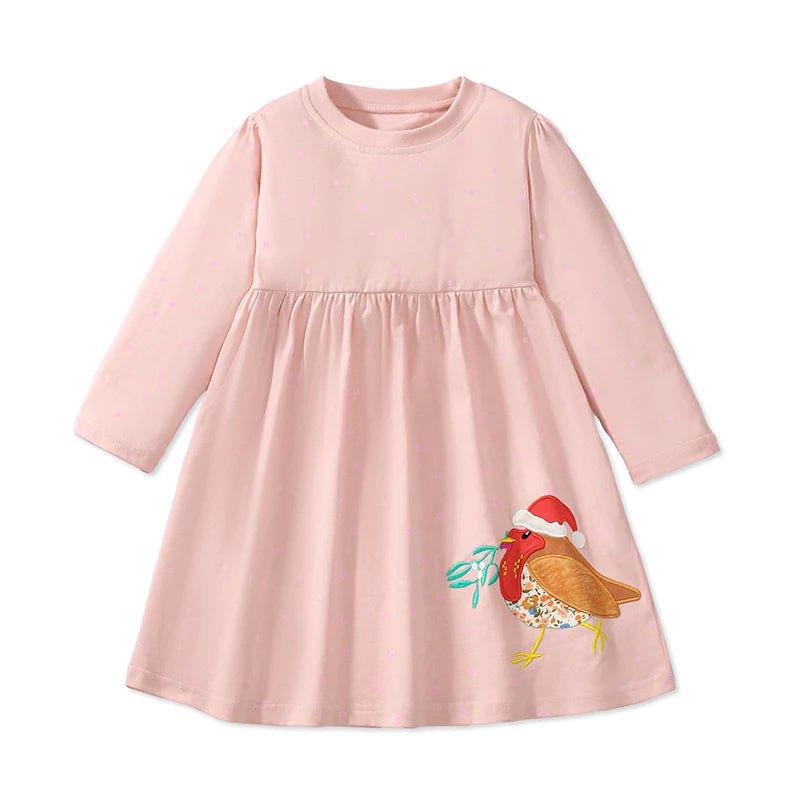 Long Sleeves Unicorn Print Casual Dresses For Girls childrensterritory