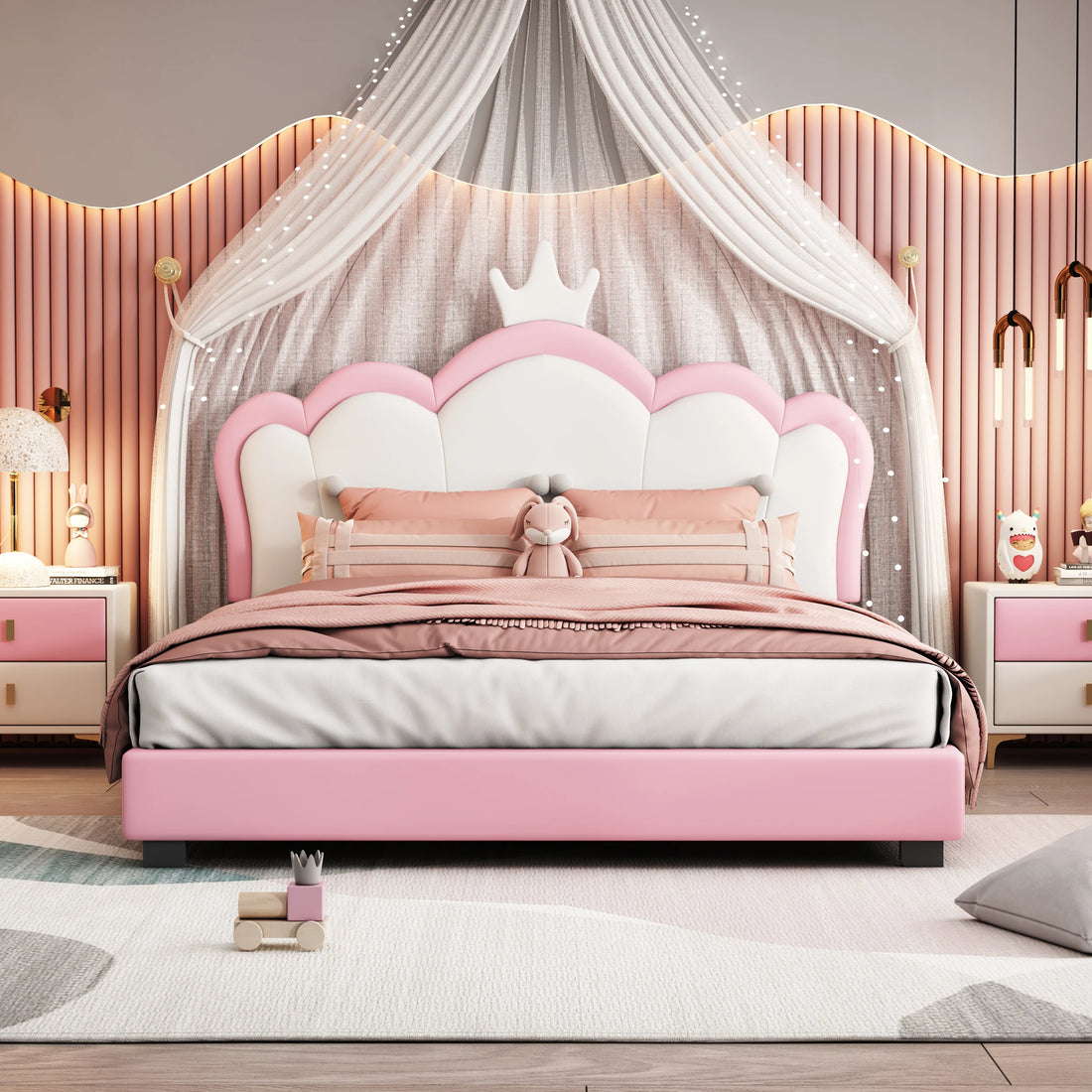 Low Floor Princess Bed Frame with Soft Headboard