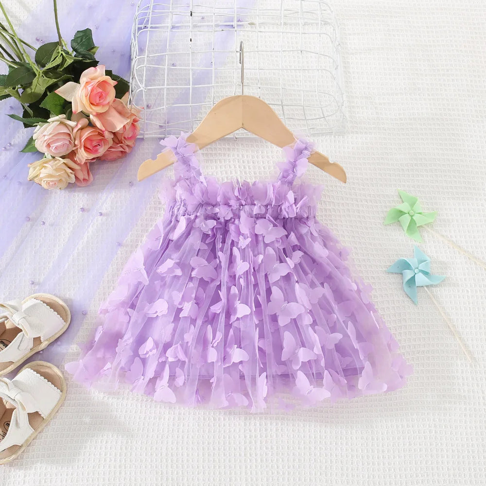 Baby Girls Butterfly Embellished Sweet Princess Dresses