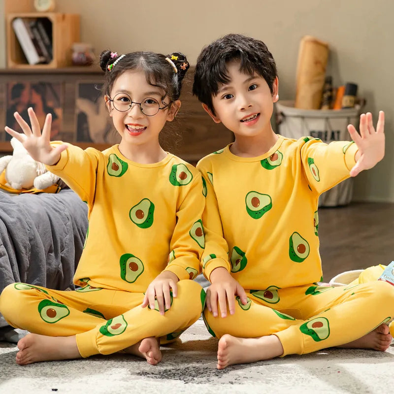 Kids Boys Girls Cartoon Print Tops + Pants Sets Sleepwear childrensterritory