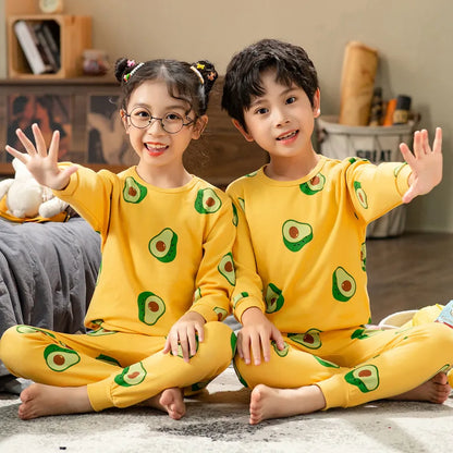Kids Boys Girls Cartoon Print Tops + Pants Sets Sleepwear childrensterritory