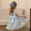 Kids Girls Star Sequin Colorful Bow Splicing Princess Dresses childrensterritory