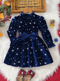 Girls' Full Sleeves Bowknot Design Party Dresses