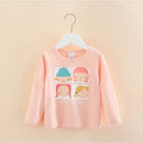 Long Sleeve Cartoon Print Cotton Kids Girls Tops childrensterritory