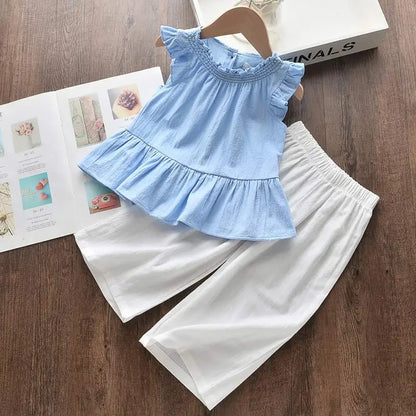 Kids Girls Summer Tops with Long Pants Clothing Sets