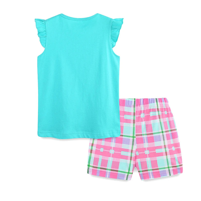 Sleeveless Strawberry Print Summer Casual Clothing Set childrensterritory