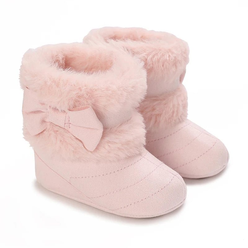 First Walker Girls Pink Warm Cute Fur Velvet Snow Boots childrensterritory
