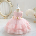 Baby Girls' Half-Sleeves Flower Design Party Dresses