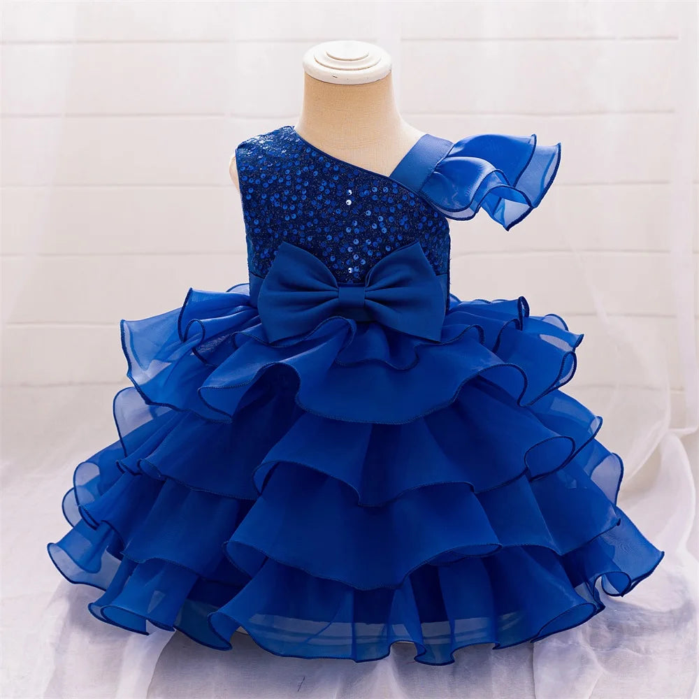 Toddler Girls Sequin Cake Design Summer Birthday Dresses