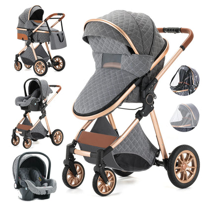 3 in 1 Portable High Landscape Luxury Baby Stroller