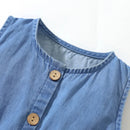 Kids Girls Sleeveless Unicorn Appliques Denim Party Dress childrensterritory
